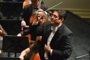 German Gutierrez conducting the TCU orchestra