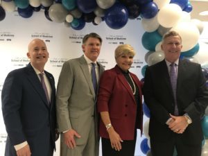 Chancellor Victor J. Boschini, Jr.; UNTHSC President Michael R. Williams; Mayor Betsy Price; and Dean Stuart D. Flynn, M.D. at the accreditation announcement