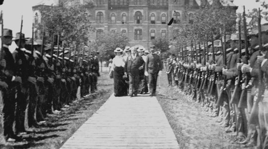 Texas Guard in front of TCU Main Building in Waco, 1899
